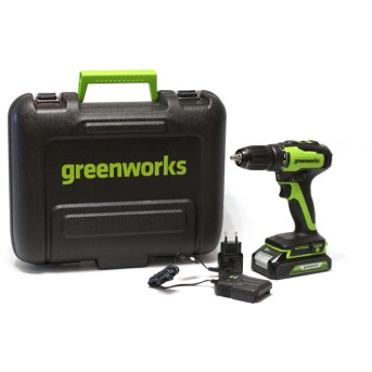 Дрель-шуруповерт аккумуляторная Greenworks 3704007UA, 24V, c 1хАКБ 2 Ач и ЗУ в кейсе - Metoo (2)
