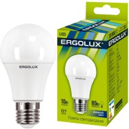 Эл. лампа светодиодная Ergolux A60/6500K/E27/10Вт, Дневной