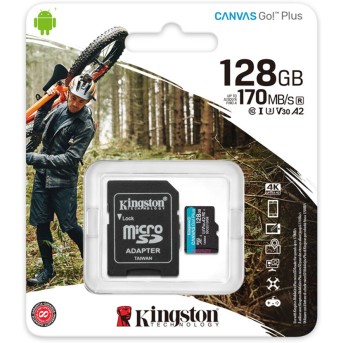 Карта памяти Kingston SDCG3/<wbr>128GB A2 U3 V30 128GB + адаптер - Metoo (2)