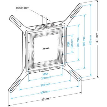 Кронштейн фиксированный Holder LCD-F4801M-B до 40кг - Metoo (2)