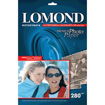 Фотобумага Lomond суперглянцевая (1104101), Super Glossy, A4, 280 г/<wbr>м2, 20 л. - Metoo (1)