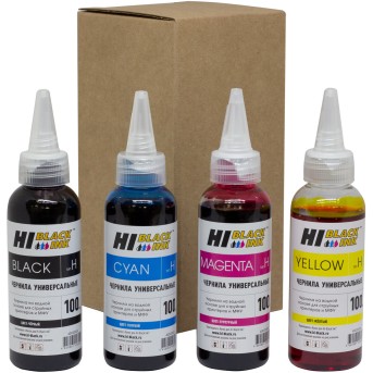 Комплект универсальных чернил Hi-Black для HP (тип H), на водной основе, 4 цвета - Metoo (1)