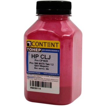 Тонер Content для HP CLJ Pro CP1025/<wbr>Pro 100 M175, Тип 1.2, M, 30 г, банка - Metoo (1)