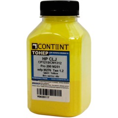 Тонер Content для HP CLJ CP1215/<wbr>CM1312/<wbr>Pro 200 M251/<wbr>mfp M276, Тип 1.2, Y, 45 г, банка