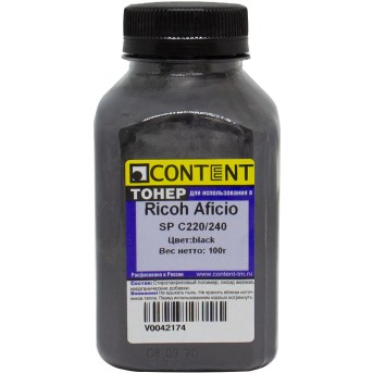 Тонер Content для Ricoh Aficio SP C220/<wbr>240, Bk, 100 г, банка - Metoo (1)