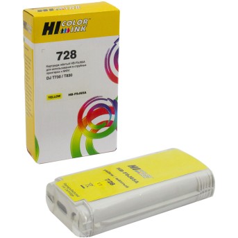 Картридж Hi-Black (HB-F9J65A) для HP DJ T730/<wbr>T830, 130мл, №728XL, Желтый - Metoo (1)