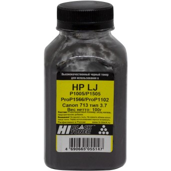 Тонер Hi-Black для HP LJ P1005/<wbr>P1505/<wbr>ProP1566/<wbr>ProP1102/<wbr>Canon713, Тип 3.7, Bk, 100 г, банка - Metoo (1)