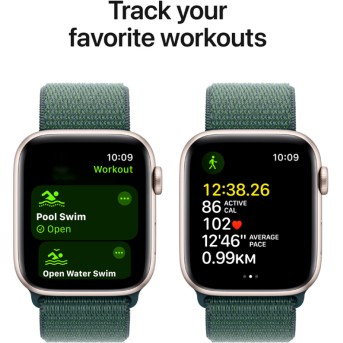 Apple Watch SE 2024 GPS 40mm Starlight Aluminium Case with Lake Green Sport Loop,Model A2722 - Metoo (10)