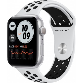 Apple Watch Nike Series 6 GPS, 44mm Silver Aluminium Case with Pure Platinum/<wbr>Black Nike Sport Band - Regular, Model A2292 - Metoo (9)
