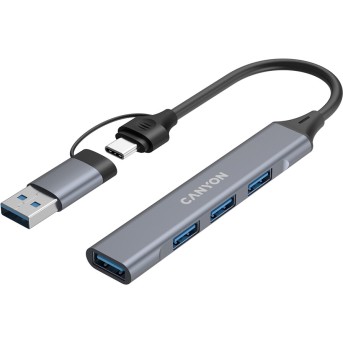 CANYON hub DS-02 4in1 USB-A/C Grey в Metoo.kz - Metoo (3)