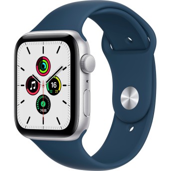 Apple Watch SE GPS, 44mm Silver Aluminium Case with Abyss Blue Sport Band - Regular, Model A2352 - Metoo (1)