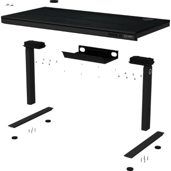 Dual-motor sit/stand adjustable-height gaming desk with wireless charger, RGB lighting, control panel, and USB ports, PB melamine surface tabletop, black. в Metoo.kz - Metoo (4)