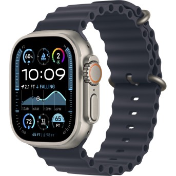 49mm Navy Ocean Band - Natural Titanium Finish - Metoo (2)