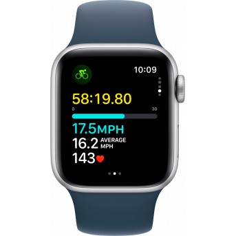 Apple Watch SE GPS 40mm Silver Aluminium Case with Storm Blue Sport Band - M/<wbr>L,Model A2722 - Metoo (12)