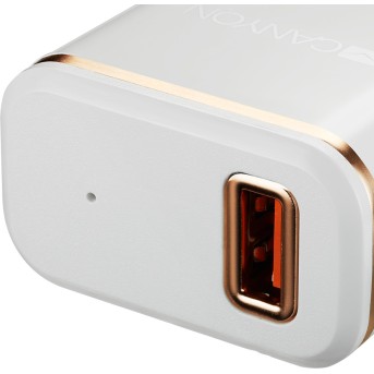 CANYON Universal 1xUSB AC charger (in wall) with over-voltage protection, plus lightning USB connector, Input 100V-240V, Output 5V-2.1A, with Smart IC, white(rose-gold electroplated stripe), cable length 1m, 81*47.2*27mm, 0.059kg - Metoo (2)