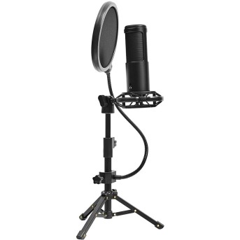 LORGAR Gaming Microphones, Black, USB condenser microphone with tripod stand, pop filter, including 1 microphone, 1 Height metal tripod, 1 plastic shock mount, 1 windscreen cap, 1,2m metel type-C USB cable, 1 pop filter, 154.6x56.1mm - Metoo (3)