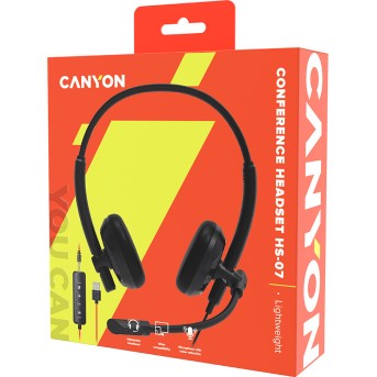 CANYON HS-07, Super light weight conference headset 3.5mm stereo plug,with PVC cable 1.6m, extra USB sound card with PVC cable 1.2m, ABS headset material, size: 16*15.5*6cm. Weight: 100g, Black - Metoo (6)