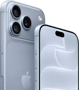 iPhone 18 Pro, glacier, front and back view showing Ceramic Shield, triple camera system