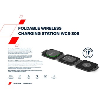 CANYON WS-305, Foldable 3in1 Wireless charger with case, touch button for Running water light, Input 9V/<wbr>2A, 12V/<wbr>1.5AOutput 15W/<wbr>10W/<wbr>7.5W/<wbr>5W, Type c to USB-A cable length 1.2m, with charger QC 18W EU plug, Fold size: 97.8*72.4*25.2mm. Unfold size: 272 - Metoo (15)
