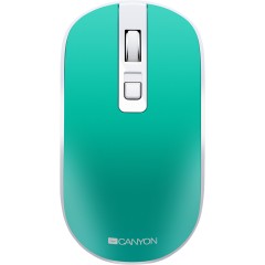 CANYON MW-18, 2.4GHz Wireless Rechargeable Mouse with Pixart sensor, 4keys, Silent switch for right/<wbr>left keys,Add NTC DPI: 800/<wbr>1200/<wbr>1600, Max. usage 50 hours for one time full charged, 300mAh Li-poly battery,, Aquamarine, cable length 0.56m, 116.4*63.3*32