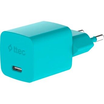 ttec SmartCharger GAN 45W PD Travel Fast Charger + USB-C - USB-C 3A Cable Neon Blue в Metoo.kz - Metoo (3)
