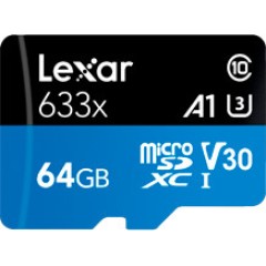 LEXAR 64GB High-Performance 633x microSDXC UHS-I, up to 100MB/<wbr>s read 45MB/<wbr>s write C10 A1 V30 U3, Global