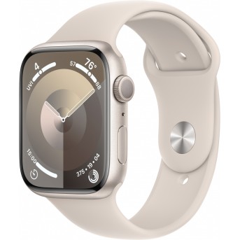 Apple Watch Series 9 GPS 45mm Starlight Aluminium Case with Starlight Sport Band - S/<wbr>M,Model A2980 - Metoo (9)