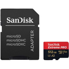 SanDisk Extreme PRO microSDXC 512GB + SD Adapter + RescuePRO Deluxe 170MB/<wbr>s A2 C10 V30 UHS-I U3