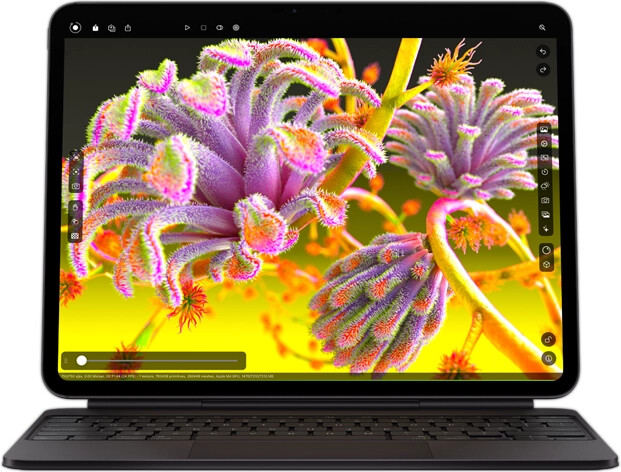 iPad Pro running a graphics-intensive app to showcase the performance of the Apple M4 chip