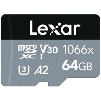 LEXAR Professional 1066x 64GB microSDHC/<wbr>microSDXC UHS-I Card SILVER Series with adapter - Metoo (1)