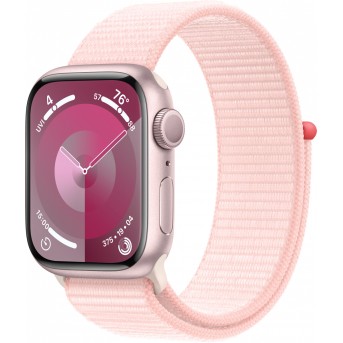 Apple Watch Series 9 GPS 41mm Pink Aluminium Case with Light Pink Sport Loop,Model A2978 - Metoo (9)