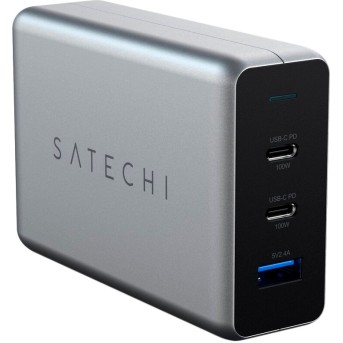 SATECHI 100W USB-C PD Compact Charger- EU ( x2 Type-C / x1 Type-A) (space gray) - Metoo (1)