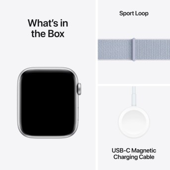 Apple Watch SE 2024 GPS 44mm Silver Aluminium Case with Blue Cloud Sport Loop,Model A2723 - Metoo (11)