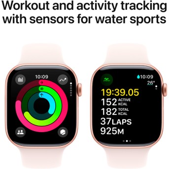 Apple Watch Series 10 GPS 46mm Rose Gold Aluminium Case with Light Blush Sport Band - S/<wbr>M,Model A2999 - Metoo (8)