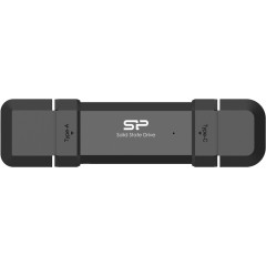 Silicon Power 250GB DS72 Dual USB-C/<wbr>USB 3.2 Gen 2, Portable External SSD, Steam Deck and iPhone 15 Pro, R/<wbr>W: up to 1050MB/<wbr>s; 850MB/<wbr>s, Black
