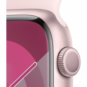 Apple Watch Series 9 GPS 45mm Pink Aluminium Case with Light Pink Sport Band - M/<wbr>L,Model A2980 - Metoo (11)