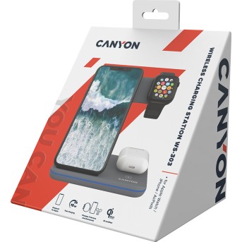 CANYON wireless charger WS-303 15W 3in1 Gray в Metoo.kz - Metoo (7)