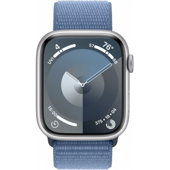 Apple Watch Series 9 GPS 45mm Silver Aluminium Case with Winter Blue Sport Loop,Model A2980 - Metoo (10)