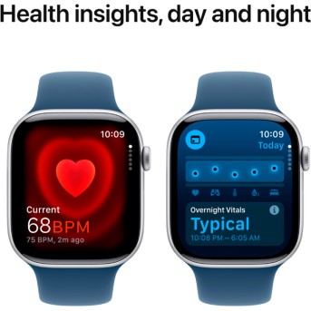 Apple Watch Series 10 GPS 42mm Silver Aluminium Case with Denim Sport Band - S/<wbr>M,Model A2997 - Metoo (9)