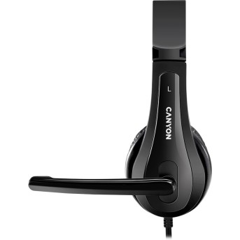 CANYON CHSU-1 basic PC headset with microphone, USB plug, leather pads, Flat cable length 2.0m, 160*60*160mm, 0.13kg, Black; - Metoo (3)