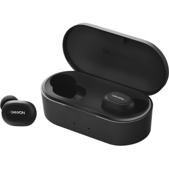 Canyon TWS Bluetooth sport headset, with microphone, BT V5.0, RTL8763BFR, battery EarBud 43mAh*2+Charging Case 800mAh, cable length 0.18m, 78*38*32mm, 0.063kg, Black - Metoo (1)