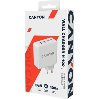 CANYON H-100, GAN 100W charger Input: 100V-240V Output: USB-C1/<wbr>C2: 5V 3A , 9V 3A , 12V 3A , 15V 3A , 20V 5A USB-A 1/<wbr>A2: 4.5V/<wbr>5A, 5V/<wbr>4.5A, 9V/<wbr>3A, 12V/<wbr>2.5A, 20V/<wbr>1.5A C1+C2 : 65W + 30W； C1+A1 : 65W + 30W ； C1+A2 : 65W + 30W ；C1+A1+A2 : 65W + - Metoo (3)