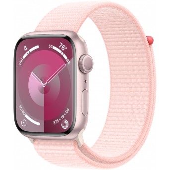 Apple Watch Series 9 GPS 45mm Pink Aluminium Case with Light Pink Sport Loop,Model A2980 - Metoo (9)