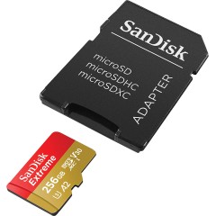 SANDISK Extreme microSDXC 256GB + SD Adapter + 1 year RescuePRO Deluxe up to 190MB/s & 130MB/s Rea..