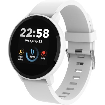 CANYON Lollypop SW-63, Smart watch, 1.3inches IPS full touch screen, Round watch, IP68 waterproof, multi-sport mode, BT5.0, compatibility with iOS and android, Silver white, Host: 25.2*42.5*10.7mm, Strap: 20*250mm, 45g - Metoo (1)