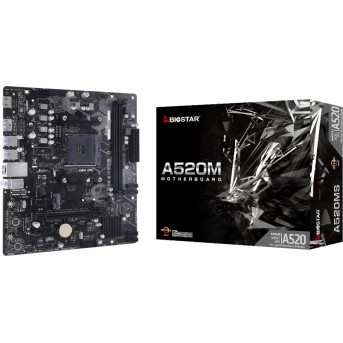 BIOSTAR MB AM4 A520 2-DIMM DDR4 4 x SATA III 1 x M.2 1 x DP Port 1 x HDMI Port 1 x LAN port Micro ATX - Metoo (1)