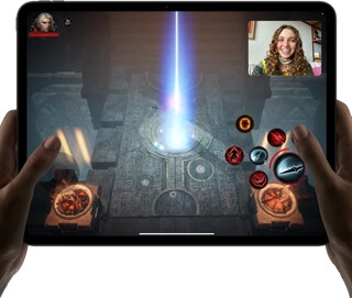 iPad Pro showing a high-performance game being played in Shareplay