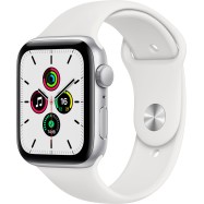 Apple Watch SE GPS, 44mm Silver Aluminium Case with White Sport Band - Regular, Model A2352