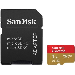 SanDisk Extreme microSDXC 1TB + SD Adapter + RescuePRO Deluxe 160MB/<wbr>s A2 C10 V30 UHS-I U3