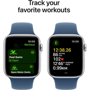 Apple Watch SE 2024 GPS 40mm Silver Aluminium Case with Denim Sport Band - S/<wbr>M,Model A2722 - Metoo (10)